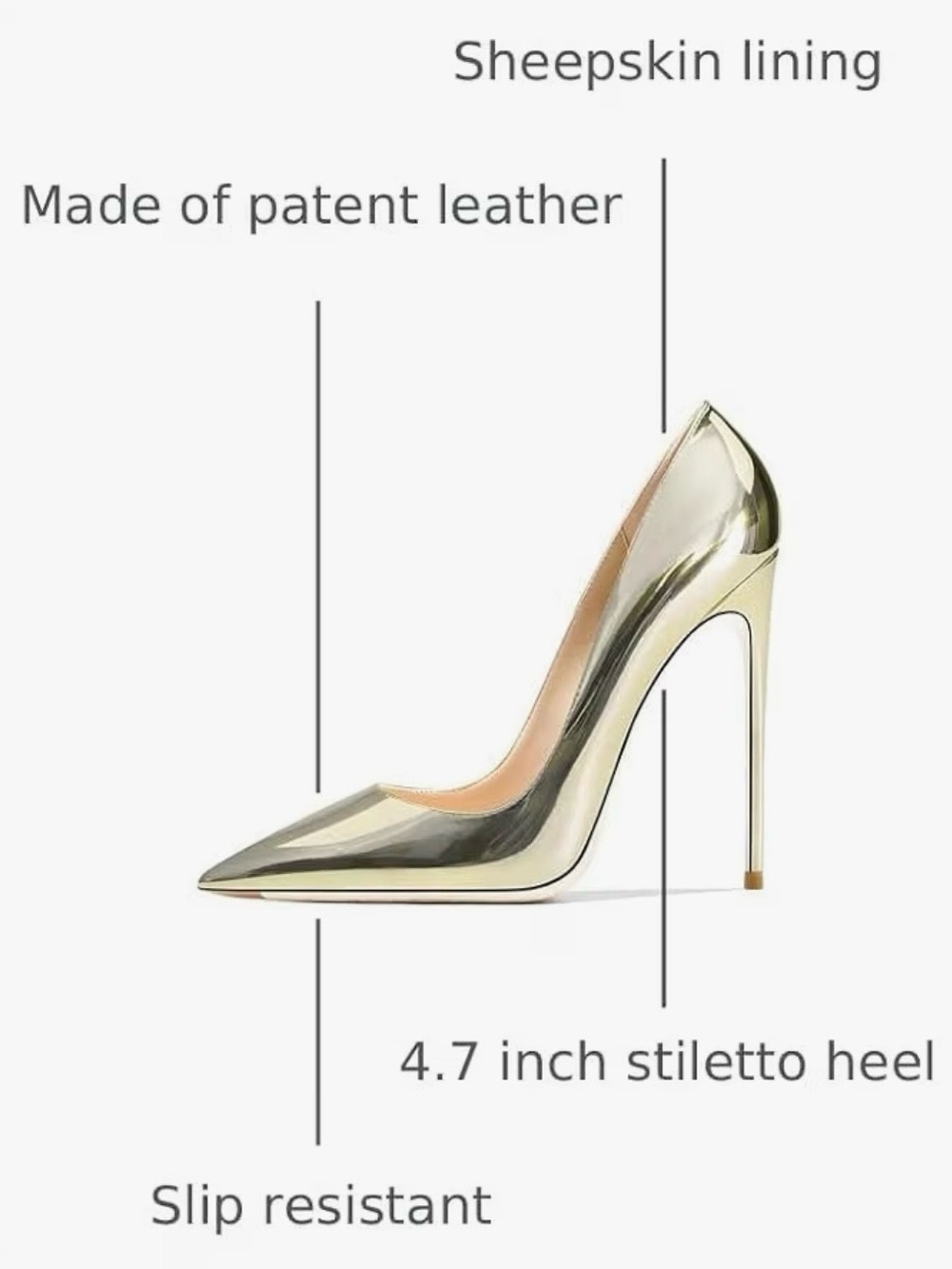 Gold Pointed-Toe Patent Stiletto Pump - Women's